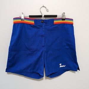 Blue Men's Shorts with Rainbow Waistband
